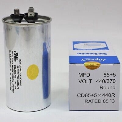 Supco Cd65+5x440r Hvac Motor Round Dual Run Capacitor 65 Vve