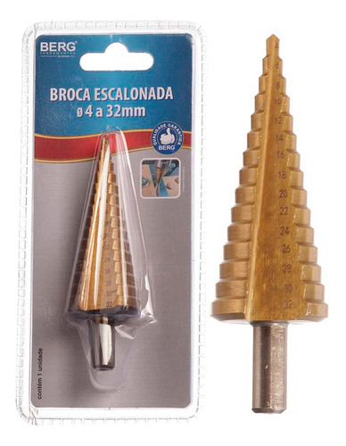 Broca Escalonada De 4 À 32 Mm Hss Cone Profissional