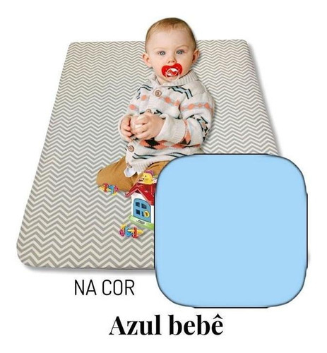 Colchão Colchonete De Bebê Infantil Com Zíper 90x60 Azul Bb