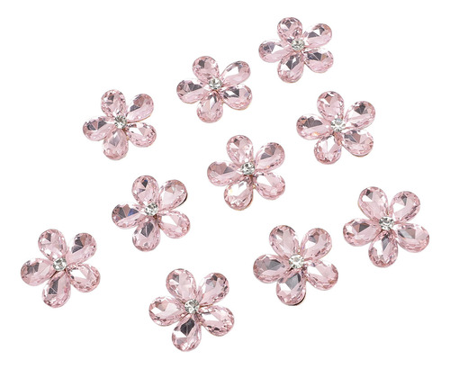 10 Unidades De Diamantes De Imitación Con Forma De Flor Para