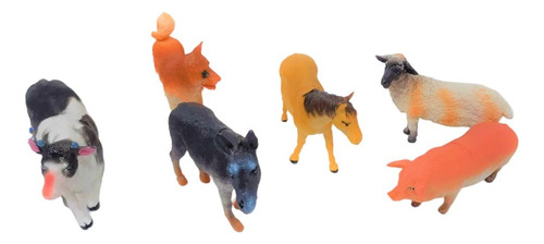 Animales Muñecos De Granja En Bolsa X 6 Plastico Tun