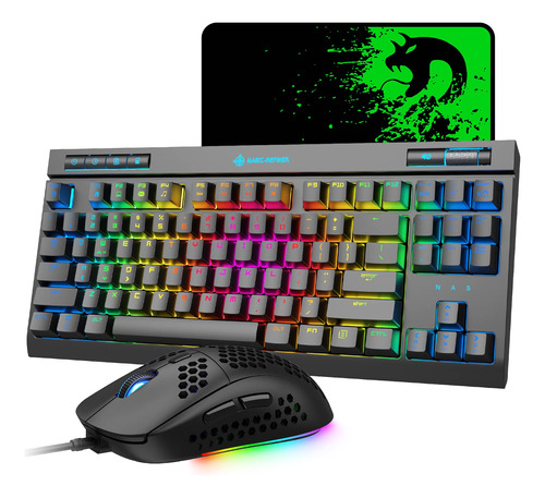 Combo De Teclado Mecanico Y Mouse Con Interruptor Azul, 18 R