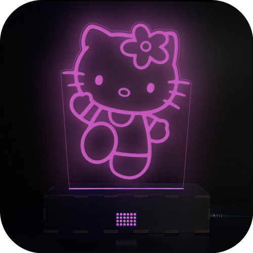 Lampara Led 3d Rgb Velador Acrilico Holograma Hello Kitty