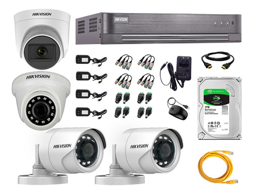 Cámaras Vigilancia Kit 4 Hikvision Full Hd 1tb + Microfono