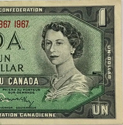 Cédula Oficial 1 Dólar Canadá 1967 Rainha Elizabeth Ii Rara