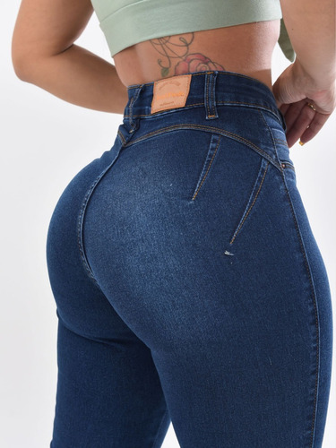 Calça Jeans Feminina Cintura Alta Com Lycra Levanta Bumbum