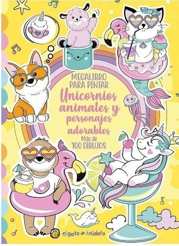 Megalibro Para Pintar Unicornios Animales Cute Gato De Hojal