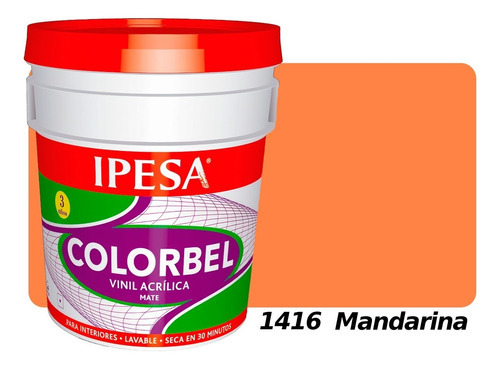 Pintura Vinílica Interior 4 Litros Colorbel 3 Años Galón Color Mandarina