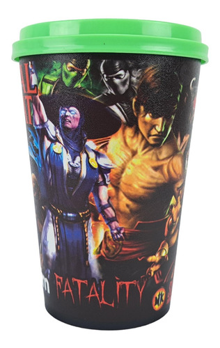 Copo Plástico 500 Ml Mortal Kombat Com Tampa Decoração Geek