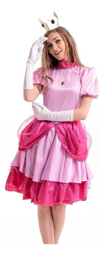 Disfraz De Princesa Peach De Lujo Para Adultos Coscosplay Lu