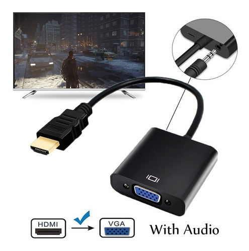 Imagen 2 de 2 de Adaptador Convertidor Hdmi Macho A Vga Completo