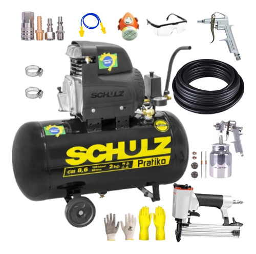 Compressor De Ar Csi8 Schulz 50l + Pinador Pneu E Kit Compl