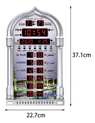 Reloj Led Azan, Reloj De Oración, Reloj Decorativo, Plata