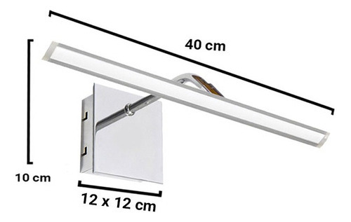 Aplique Pared Cuadros Movil Luz Led Fria 40cm Cuadra Cromo Gioluce