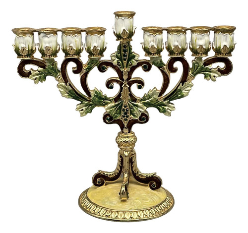 Candelabro De Metal Pintado A Mano Hanukkah Menorah,