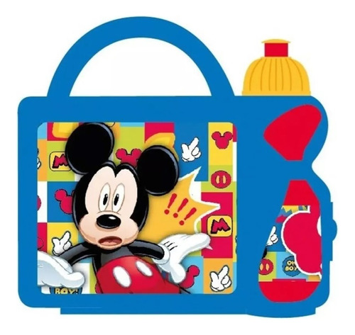 Lochera / Porta Sandwich Mickey Mouse + Botella De Agua Color Azul