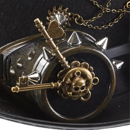 Sombrero De Pelo Gótico Punk, Minisombrero Steampunk Con Esq