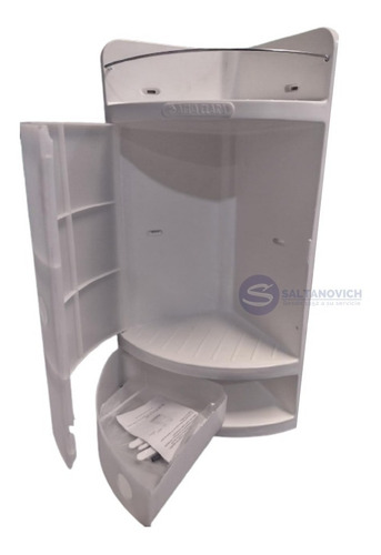 Imagen 2 de 7 de Estante Esquinero Triple C/puerta Y Cajón 50x20cm Pvc Blanco