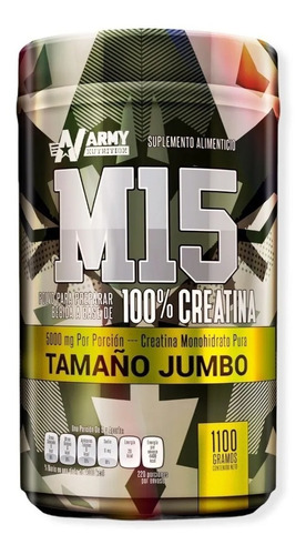 Creatina Pura M15 Army Nutrition 1.100kg / 220 Servicios 