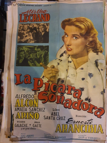 1 Antiguo Afiche De Cine La Picara Soñadora Mirtha Legrand