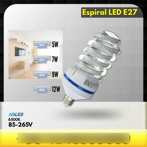 Espiral Led 5w E27 6500k 90-265v