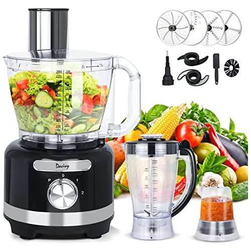 Davivy 16-cup Food Processors Blender Grinder Combo,10-in-1