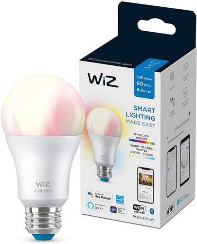  WiZ Color 8.8 A19 Foco Inteligente Luz Cálida-fría-colores Wifi Color de la luz luz cálida a fría