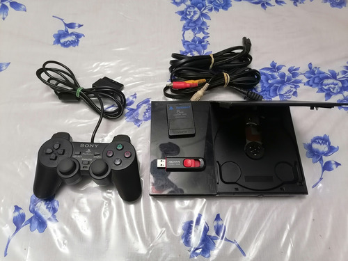 Ps2 Slim Sony Playstation 2 + Chip Matrix + Usb + Memorycard Negro (Usado)