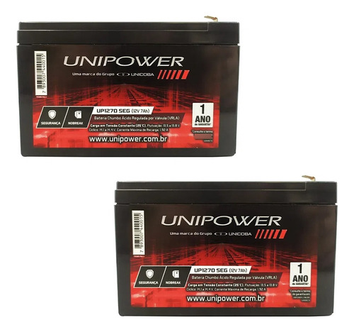 2bateria Unipower Up 12v 7a P/ Nobreak Apc 600, 1200 E 1500