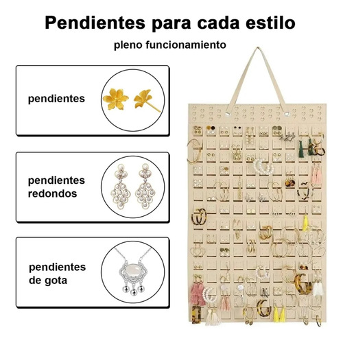 Aomux Organizador De Aretes, Soporte Para Aretes Con Capacidad Para Hasta 300 Pares, Organizador De Joyas Pendientes, Cajitas Colgador De Aretes Exhibidor De Aretes Para Mujer Y Niña, Beige
