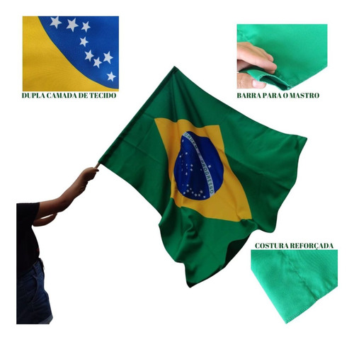 Bandeira Brasil Em Dupla Face Oxford Grande 1,50 X 1,00m