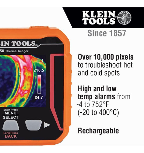 Klein Tools Cámara Térmica Recargable Ti250, La Cámara