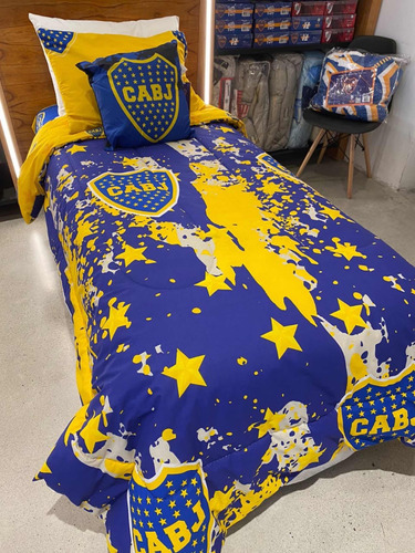 Acolchado + Sábanas Boca Juniors 1 1/2 Plazas Oficial