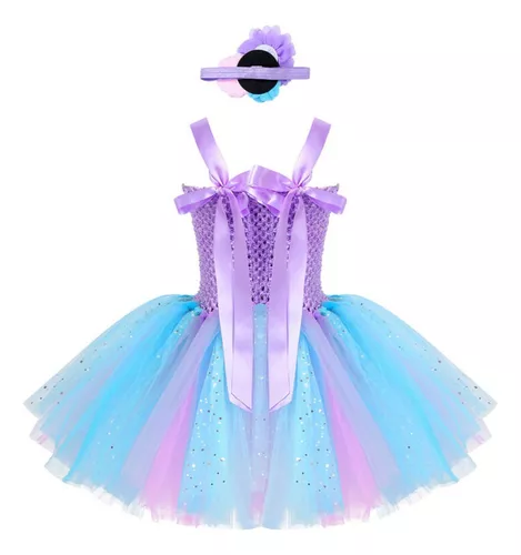 Led Light Up Vestido Princesa Sereia Meninas Traje Sereia Vestido Tutu  Sereia para festa de aniversário de Halloween de 2 a 8 anos (M (3-4 anos),  luz roxa)