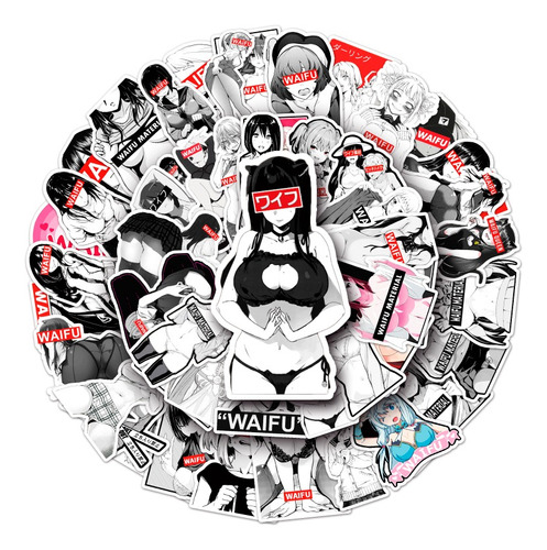 50 Uds De Stickers Anime Waifu Sexy Girls Calcomanias