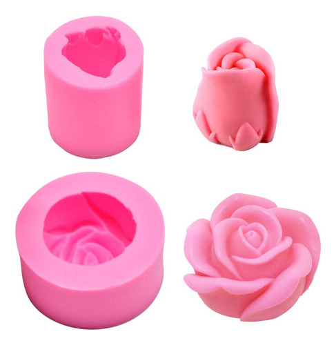 Juego De 2 Moldes De Velas De Flores De Rosas 3d, Molde De S