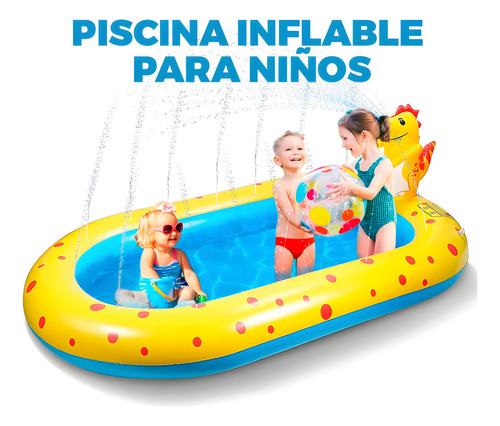 Alberca Inflable Con Aspersores Figura Dinosaurio 170x103cm
