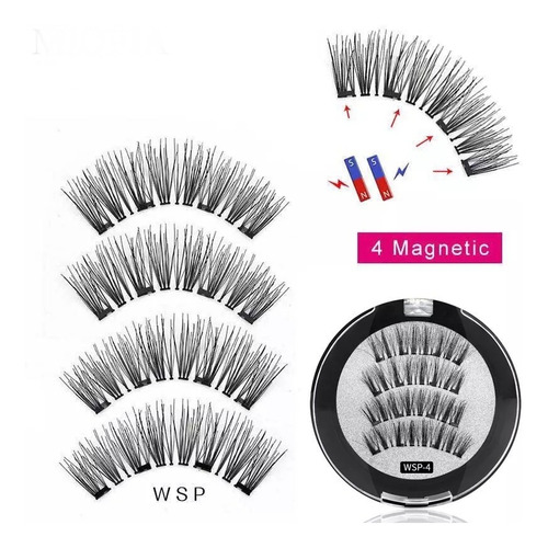 Imagen 4 de 6 de Pestañas Magneticas Con 4 Imanes + Gratis Pinza Magnetica