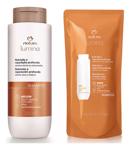 Kit Lumina Shampoo Nutrição E Reparação Profunda C/ Refil