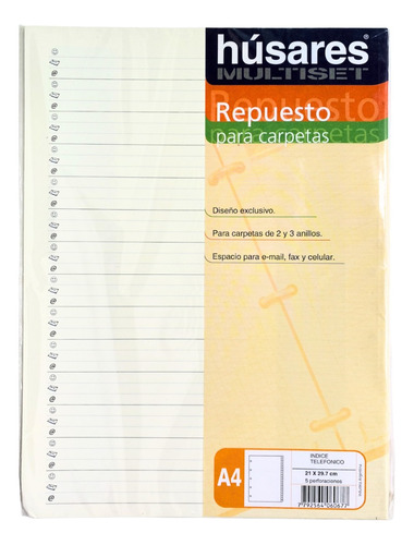 Indice A4 Repuesto Para Carpetas Multiset 5 Perforaciones