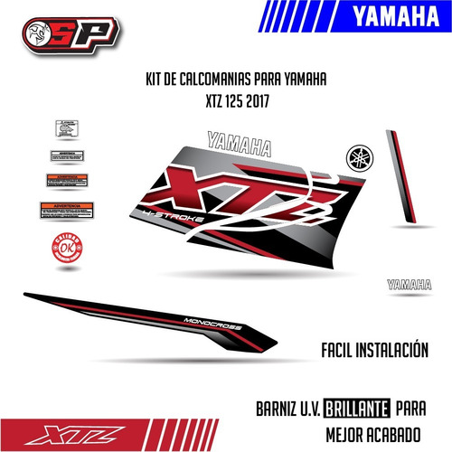 Kit De Calcomanias Laminado Para Yamaha Xtz 125 2017