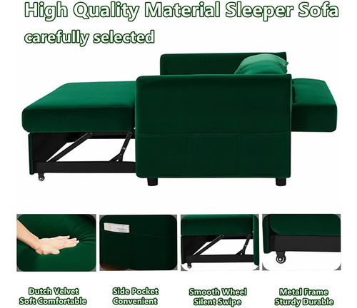 Sofa Cama Convertible 3 En 1 Color Verdef Marca Gynsseh