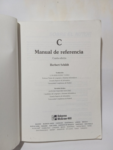 Manual De Referencia C El Mejor Libro De Por Herbert Schildt (Usado)