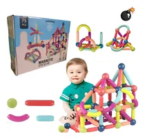 Comprar Juego Bloques Magnéticos Para Armar Barras Mixtas 75 Piezas 75 Bloques Magnéticos