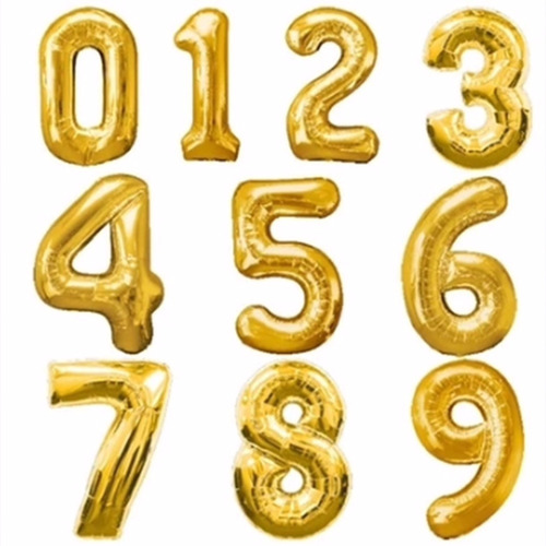 2 Balões Números Dourados 80cm Para Festa Ou Aniversário