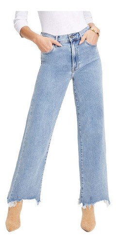 Jeans De Pierna Ancha Con Flecos Casuales De Moda Para Mujer