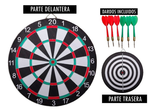 Juego Dardos Tiro Al Blanco Reversible 6 Dardos Lelab 7854