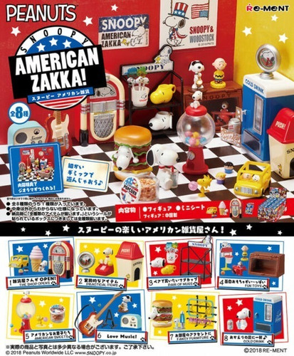 Figuras Miniatura Re Ment Snoopy American Zakka 8 Pack