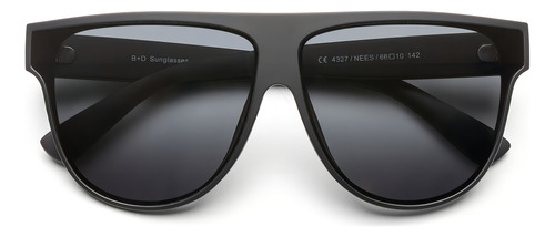 Óculos de sol B+d Nees, proteção UV400, cor da lente: preto fosco, cor cinza, design Nees, preto fosco