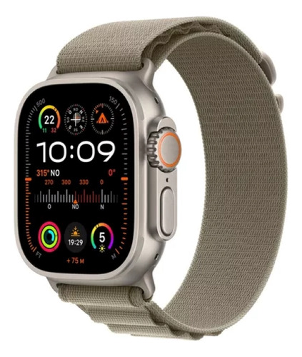 Apple Watch Ultra 2 GPS + Cellular • Caixa de titânio – 49 mm • Pulseira loop Alpina oliva – P